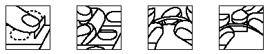 Sequenza di quattro disegni lineari che mostrano le fasi di apertura e rimozione del tappo di protezione da un flaconcino medico