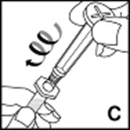 A hand rotating the top part of a syringe while