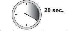 Analog clock with a shaded section indicating the passage of 20 seconds, next to the label '20 sec.'