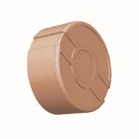 Round pinkish-peach tablet with a central groove and radial grooves on the upper surface