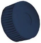 Dark blue plastic cap with smooth top surface and grooved side edges for better grip
