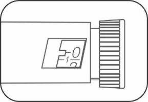 Technical drawing showing a cylindrical vial with a cap