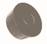 Dark brown cylindrical container with a flat top surface and slightly grooved side walls on a white background