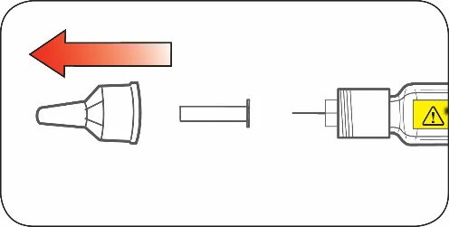 Diagram showing a red arrow pointing left indicating the movement of sliding a cap away from the device
