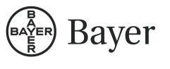 Logo aziendale Bayer composto da un cerchio con la scritta Bayer disposta verticalmente e orizzontalmente affiancato dal nome Bayer in caratteri serif