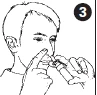 Чорно-білий малюнок людини, яка тримає інгалятор обома руками біля рота і носа, з цифрою 3 у чорному крузі