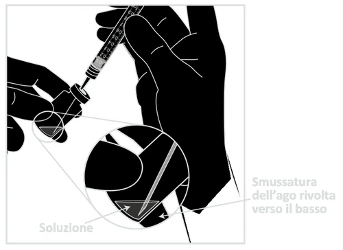 Silhouette of hands preparing a syringe with a close-up view of the needle tip