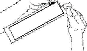 Two hands holding and tilting a long rectangular container for disposal