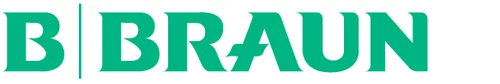B. Braun logo consisting of a green letter B separated by a thin vertical line from the word BRAUN in green uppercase letters