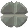 Stylized representation of a human brain symmetrically divided into four main gray lobes on a white background