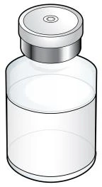 Transparent glass vial with liquid inside