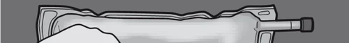 Stylized black and white drawing of a horizontal glass vial with dark cap and narrow neck on a gray background