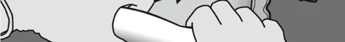 Stylized black and white drawing of a hand firmly holding a white cylindrical container above a dark surface