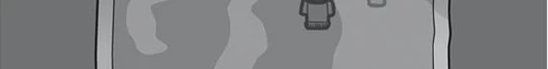 Stylized black and white drawing showing a human silhouette with irregular spots on a body and a t-shirt positioned in the center