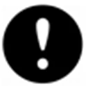Warning symbol with a white exclamation mark inside a triangle