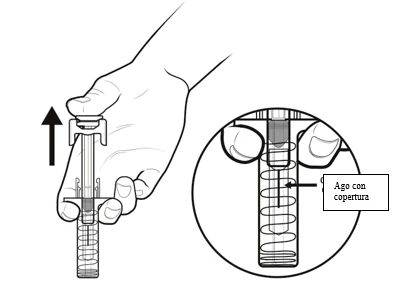 Technical drawing showing a hand pulling away from