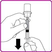 Two hands gripping a syringe with a finger on the plunger and the