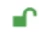 Stylized green icon of an open lock with arched top facing right on white background