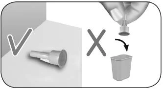 Diagramma che mostra una spugna appoggiata su una superficie con un segno di spunta e una spugna gettata in un contenitore con una croce