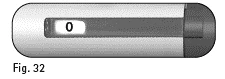 Capsule-shaped medical device with a numerical indicator showing zero at the