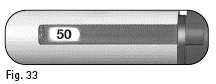 Horizontal gray and white medical capsule with a central transparent window displaying the number 50 on a white background
