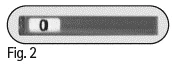 Graphic representation of an oval device with a dark horizontal bar containing a white box with the number zero inside