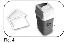 Biohazard waste container with biohazard symbol and an open lid beside it on a white background