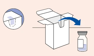 Illustration of an open cardboard box with a blue arrow indicating the
