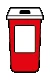 Red container for disposal of medical waste with white lid and a