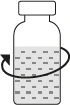 Schematic drawing of a medicine vial with a curved arrow indicating rotational movement of the container