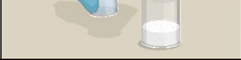Two transparent glass vials containing white powder on a light beige background with shadows cast to the left