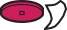 Bright pink circular medical device with a small central square next to a black and white curved shape