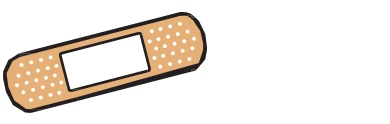Skin-colored adhesive bandage with a central white strip and small white dots distributed across the surface