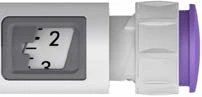 Detail of a medical device with a display showing the numbers 2 and 3 on a white graduated scale