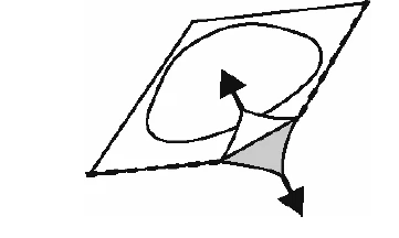 Black and white schematic diagram showing a circle at