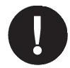 Warning symbol with a white exclamation mark inside