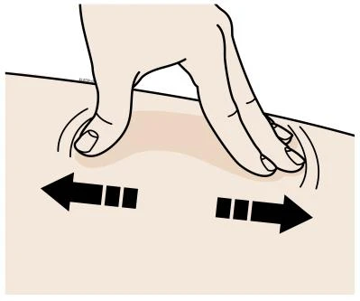 A hand pinching the skin creating a fold between thumb and finger