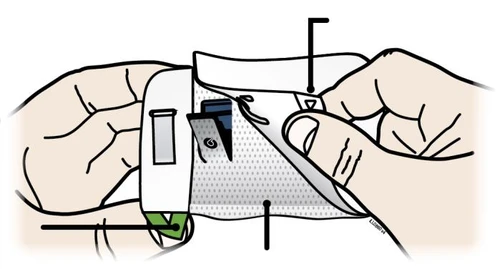 Two hands carefully opening a white blister pack to extract a single dose of medication