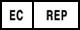 Black text with uppercase letters EC in a left box and letters REP in a right box separated by a vertical line