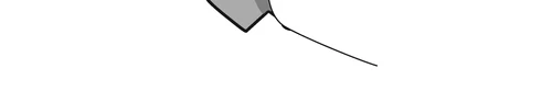 Stylized drawing of a gray object with a thin black line extending downward on a white background