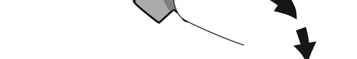 Diagram with curved black arrows indicating a rotary movement or clockwise direction on a white background