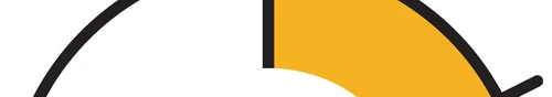 Semicircular graph with a yellow section occupying the right half and a curved black line on a white background
