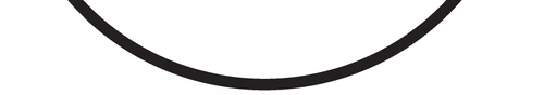 A thick curved black line forming a downward arc on a uniform white background
