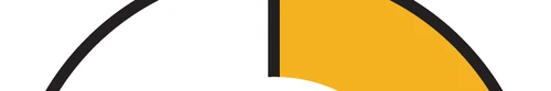 Semicircular graph with black border, divided into two sections: a white part on the left and a yellow section on the right