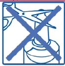 Disegno stilizzato in blu di un flacone con contagocce sormontato da una grande croce che indica il divieto di utilizzo o manipolazione