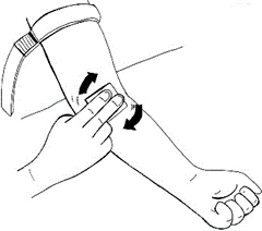Black and white drawing of a hand cleaning the skin of the