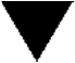 Solid black triangle pointing downward on a white background