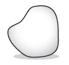 Disegno stilizzato di una forma irregolare bianca con contorno nero e una leggera ombra grigia alla base su sfondo bianco