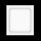 Riquadro bianco con bordi arrotondati e ombreggiatura interna che crea un effetto di profondità su sfondo nero