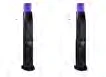 Two black medical injection pens with purple caps positioned vertically on white background